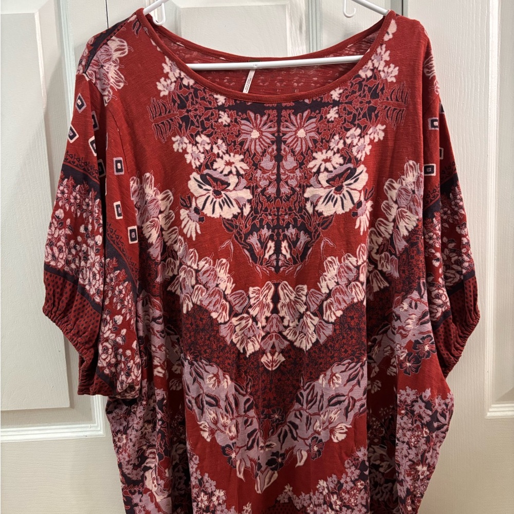 Red floral FREE PEOPLE top